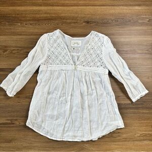 Malvin‎ Love Linen Hamburg Germany 100% Linen Tunic Top Womens Small White Beach